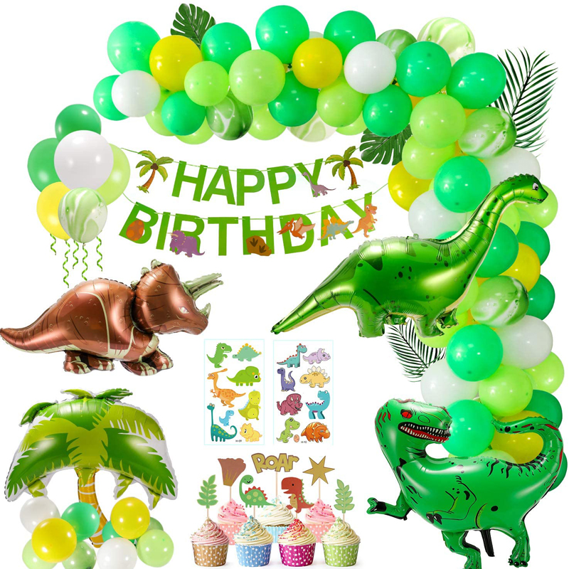 Fiesta de cumpleaños para niños con tema de dinosaurio, Artículos de decoración, incluidos globos de papel de Safari