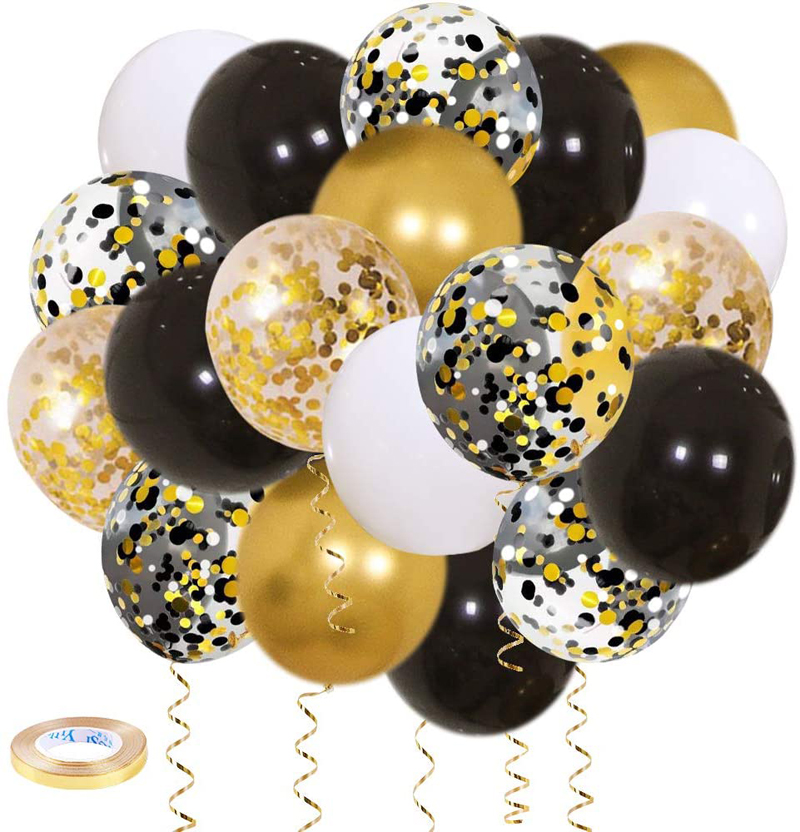62 Pack Black White Red Chrome Gold Confetti Balloons for Casino Las V – If  you say i do