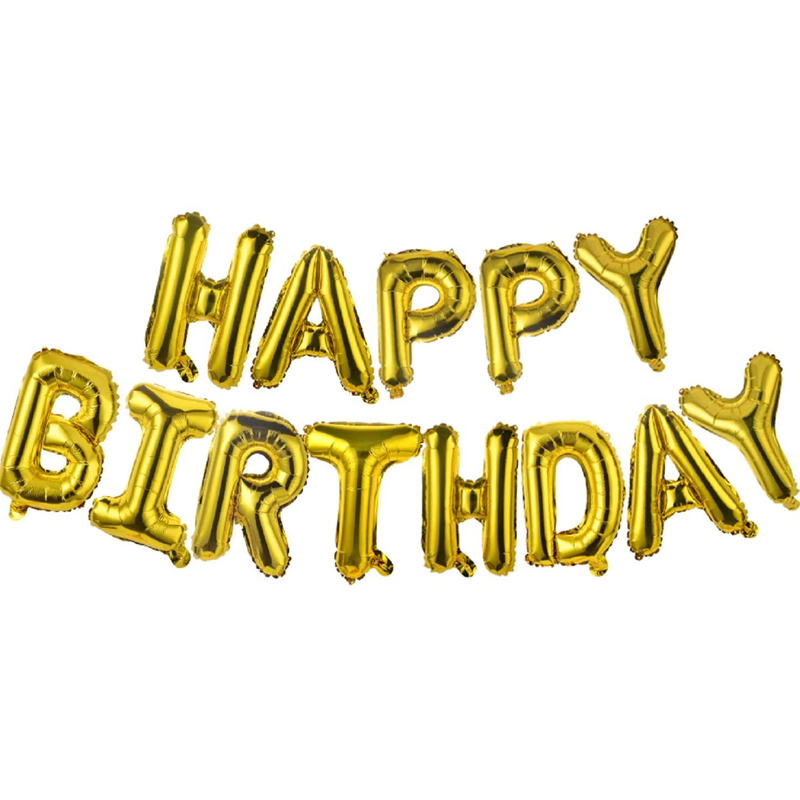 MioParty™: Gold Happy Birthday 3D Aluminum Foil Letters Balloons Banner ...