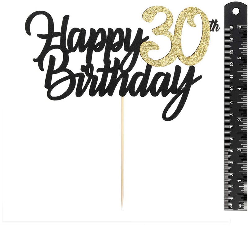 30-Anniversary-Black-Gold-Glitter-Happy-Birthday-Cake-Topper