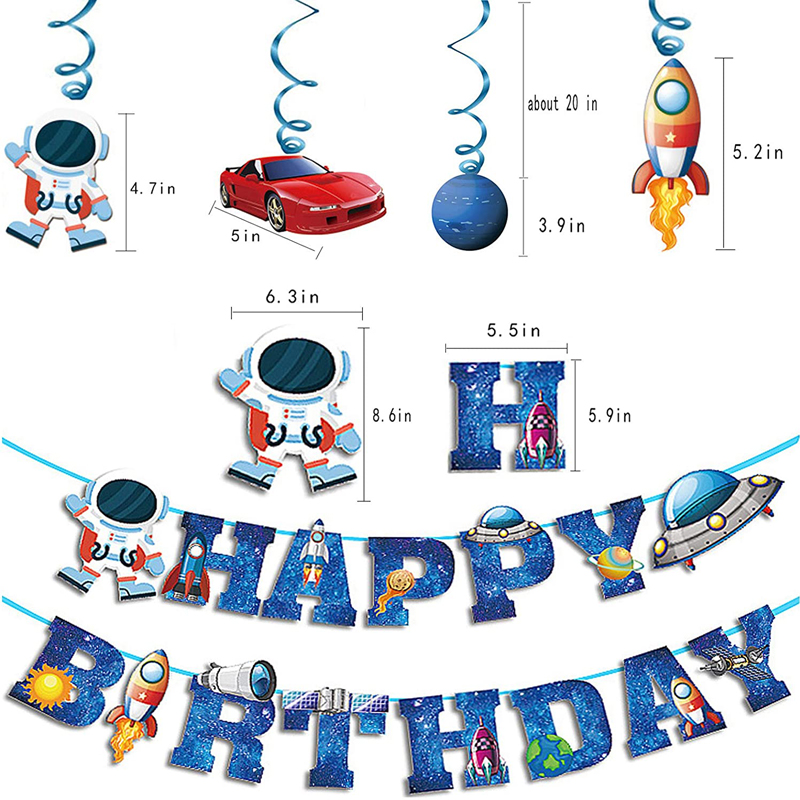 Kids-Birthday-Party-Supplies-Blue-Astronaut-Spaceship-Theme-Birthday-Banners